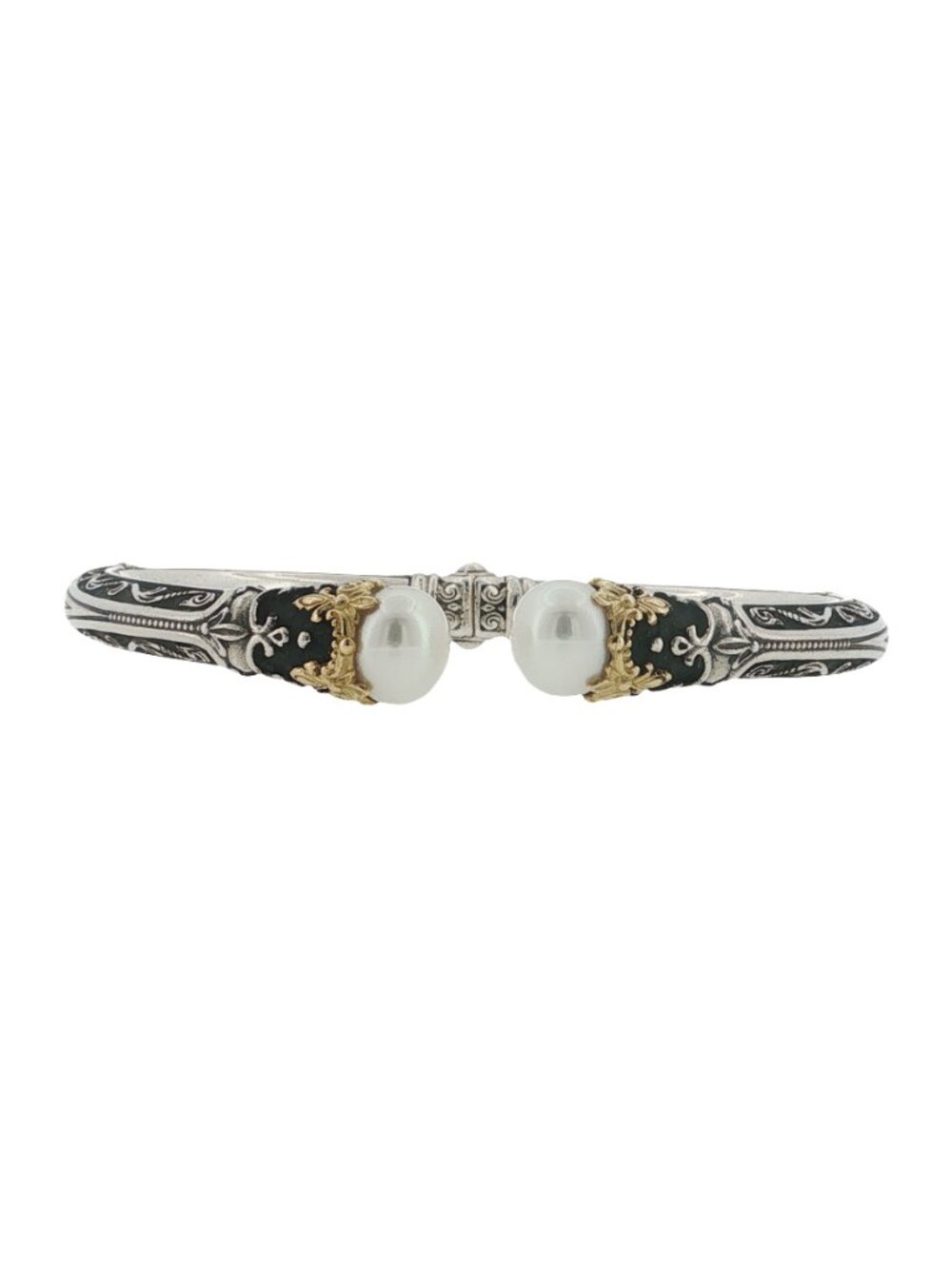 Konstantino 925 Sterling Silver 18K Gold Nemesis Cultured Pearl Bangle 7"